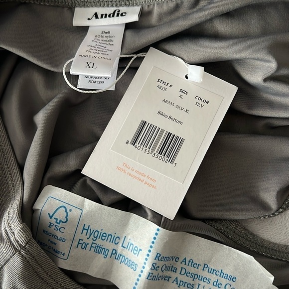 Andie Swim The Low Rise Bikini Bottom in Metallic Silver Size XL NWT! - Picture 3 of 3